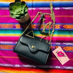 Betsey Johnson small black crossbody handbag purse